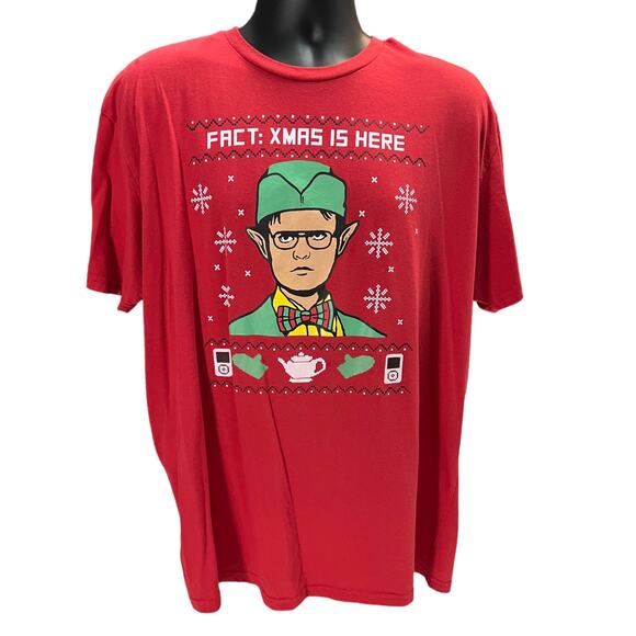 The Office Christmas Shirt 2X Dwight Schrute Fact Xmas Is Here Ripple Red Tee - Picture 1 of 9